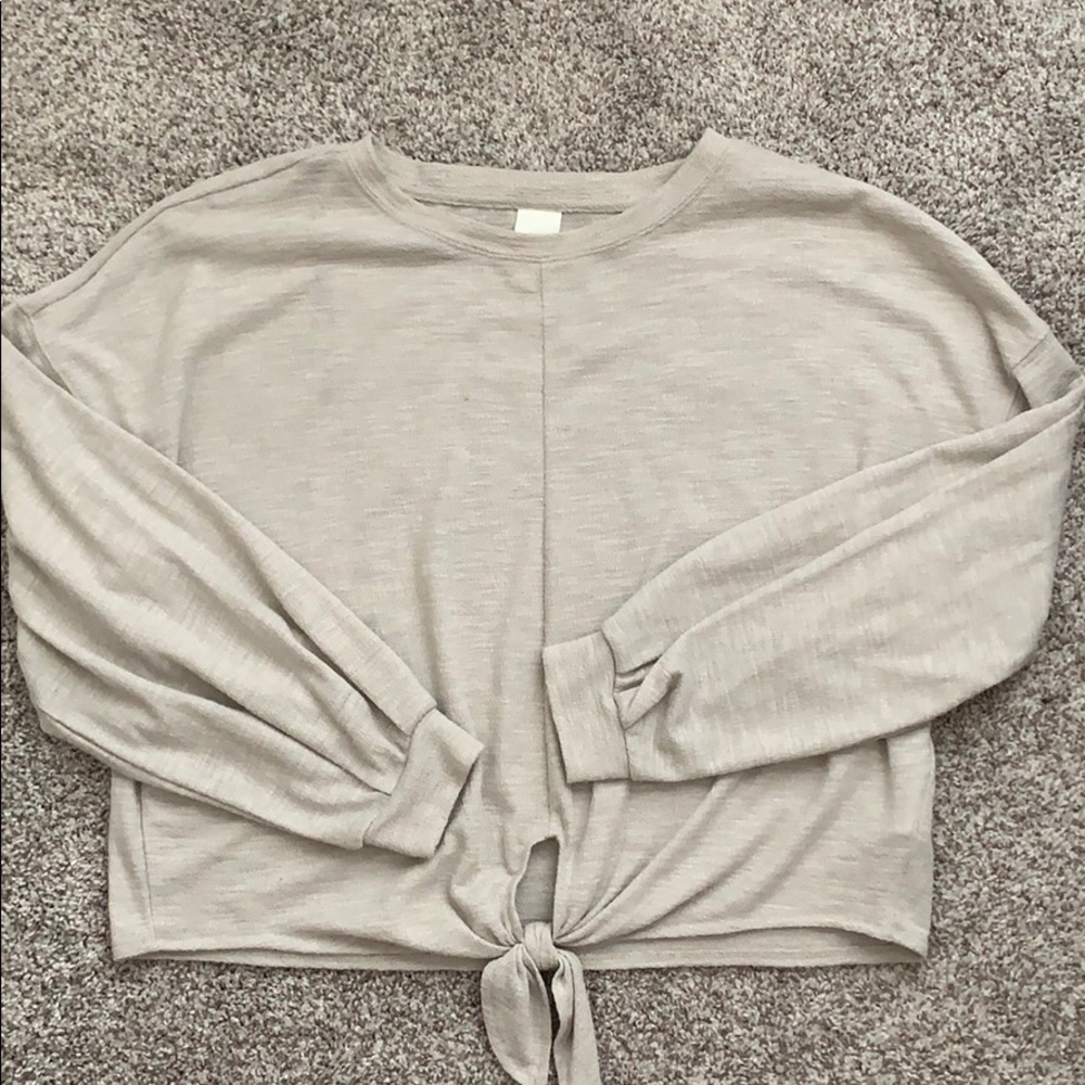 Cream Taupe Front Knot Top